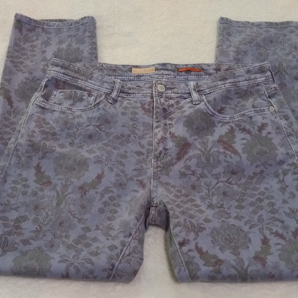 Anthropologie Pilcro and the Letterpress Blue Floral Boho Paisley Jeans 31 - Picture 5 of 12